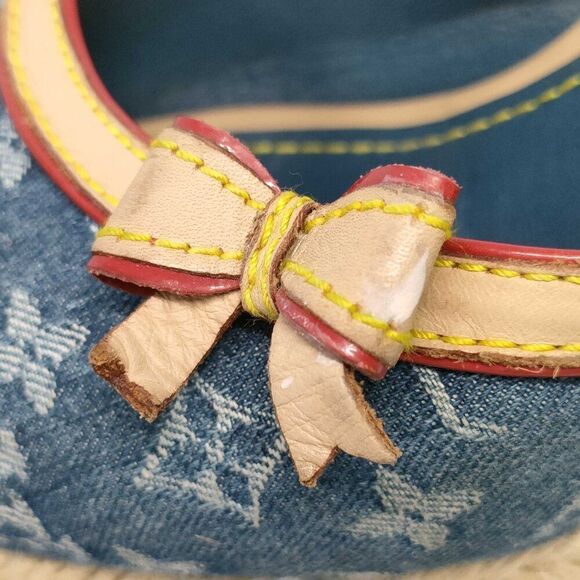 Louis Vuitton Denim Monogram Wedge Espadrilles with Bow - Size 38 - Picture 4 of 10